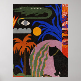 Panther Sonne Krokodil Natur Illustration Poster