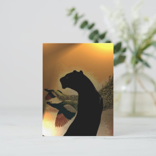 Panther Sunset Postcard Postkarte (Stehend Vorderseite)
