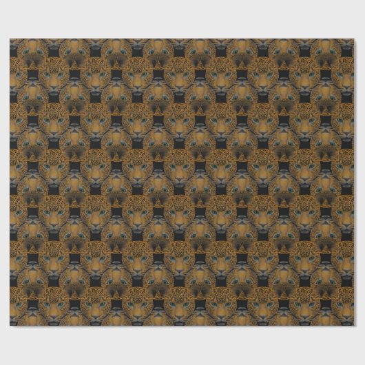 Panther Tile Pattern Wrapping Paper Geschenkpapier (Flach)