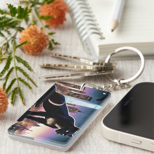 Panther über den Rooftops von New York City Schlüsselanhänger (Vorderseite rechts)