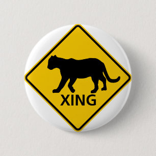 Panther-Überfahrt-Landstraßen-Zeichen Button