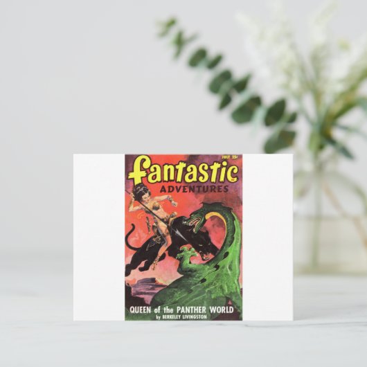 Panther vs Dinosaur Postkarte (Stehend Vorderseite)