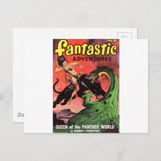 Panther vs Dinosaur Postkarte (Vorne/Hinten)