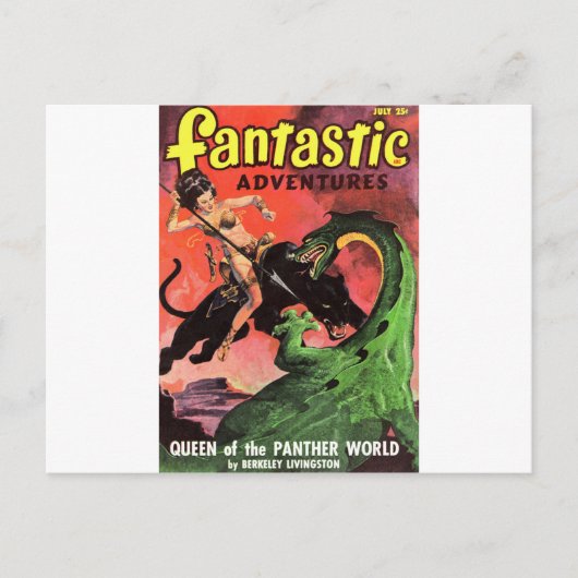 Panther vs Dinosaur Postkarte (Vorderseite)