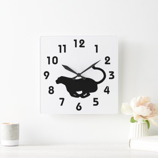 Panther Wall Clock Quadratische Wanduhr (Zuhause)