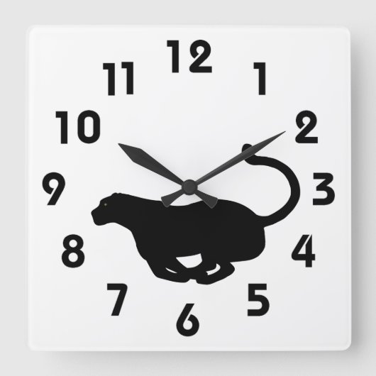 Panther Wall Clock Quadratische Wanduhr (Vorderseite)