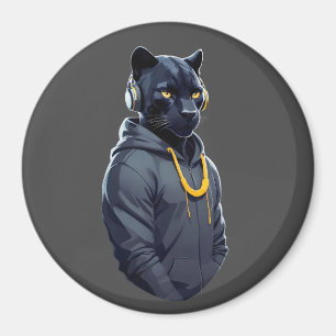 Panther Wearing Hoodie Funny Coole Tierart Magnet