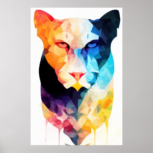 Panther Wild Nature Tierfarben Malerei Poster (Vorne)