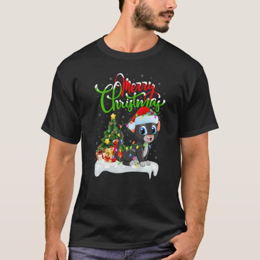 Panther Xmas Decorations Santa Panther Christmas T-Shirt (Vorderseite)