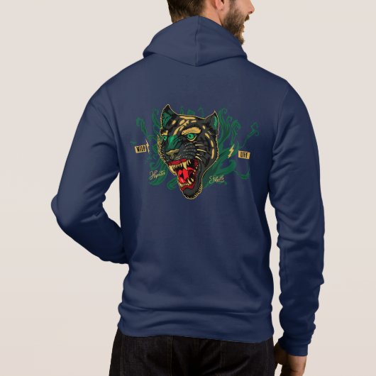 Panthere stay wild tattoo old school panther hoodie (Rückseite)