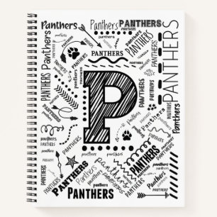 Panthers Word Cloud 8.5" x 11" Spiral Notebook Notizblock