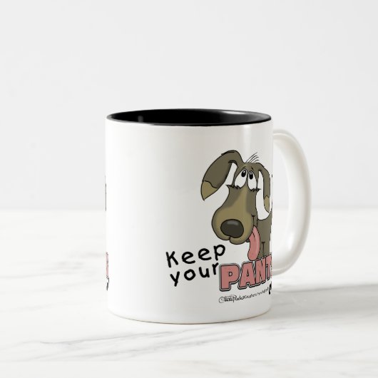 Panting Dog Behalten Pants on Zweifarbige Tasse (VorderseiteRechts)