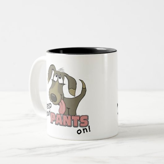 Panting Dog Behalten Pants on Zweifarbige Tasse (Vorderseite Links)