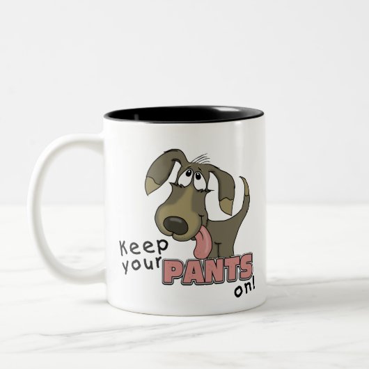 Panting Dog Behalten Pants on Zweifarbige Tasse (Links)