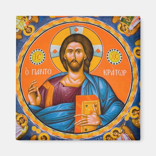 Pantokator Jesus Christus Herr aller Icon Magnet (Vorne)