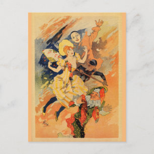 Pantomime-Komödie 1891 von Jules Chéret Postkarte