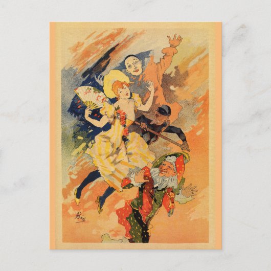 Pantomime-Komödie 1891 von Jules Chéret Postkarte (Vorderseite)