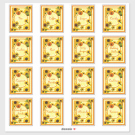 Pantry Canister Food Label Sonnenblumen Kariert