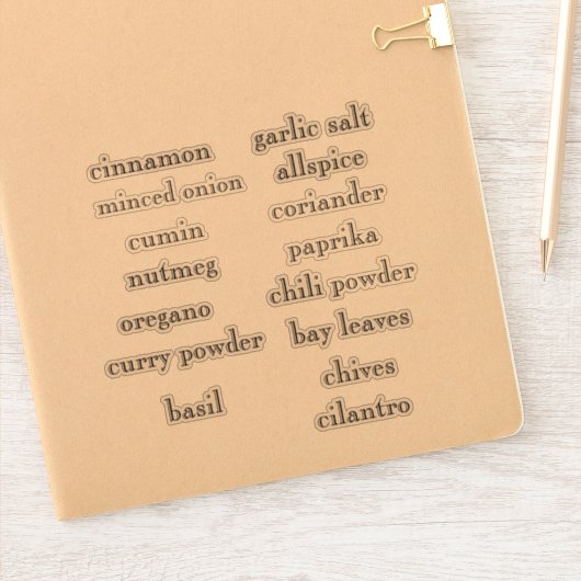 Pantry Spices Set Customizable Stickers Aufkleber (Notizbuch)