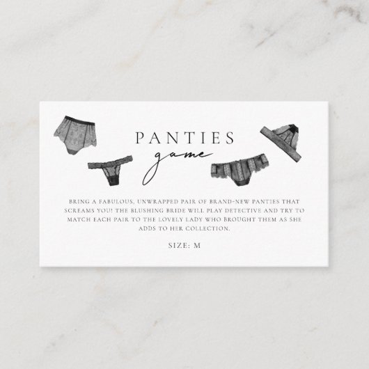 Panty Game Lingerie Brautparty Begleitkarte (Vorderseite)