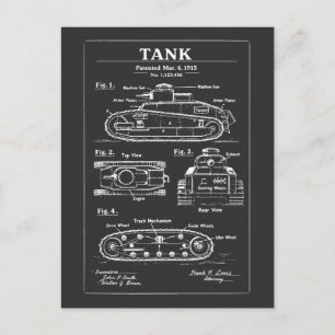 Panzer Blaupause Patentdesign Postkarte
