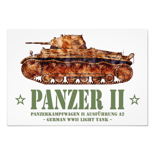 Panzer II A2 Weltkrieg Zweiter deutscher Leuchttur Fotodruck (Vorne)