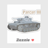 Panzer III. Deutscher Kampftank WW2 Aufkleber (Blatt)