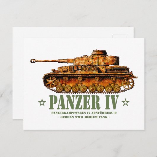 Panzer IV D Zweiter Weltkrieg Mittelalter Zweiter Postkarte (Vorne/Hinten)