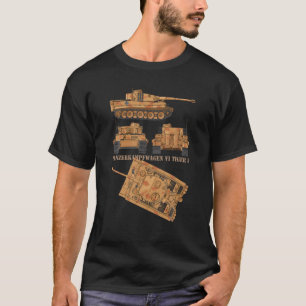 Panzer VI Tiger I WW2 Deutsche Militärtanks Diagra T-Shirt