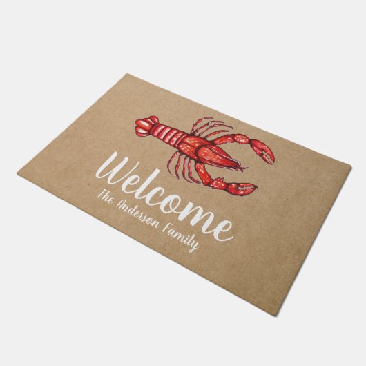 Panzerkrebs-personalisiertes Willkommen Louisianas Fußmatte (Schrägansicht)