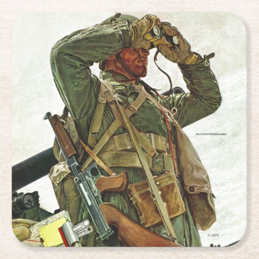 Panzerpatrouille Rechteckiger Pappuntersetzer (Vorderseite)