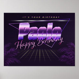 Paolo Name Vorname lila retro Poster Geburtstag