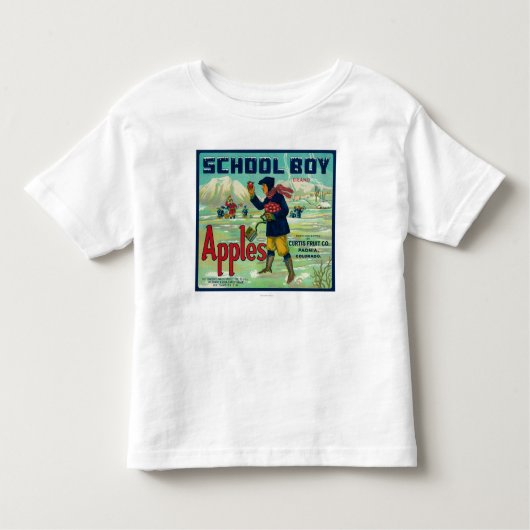 Paonia, Colorado - School Boy Apple Label Kleinkind T-shirt (Vorderseite)