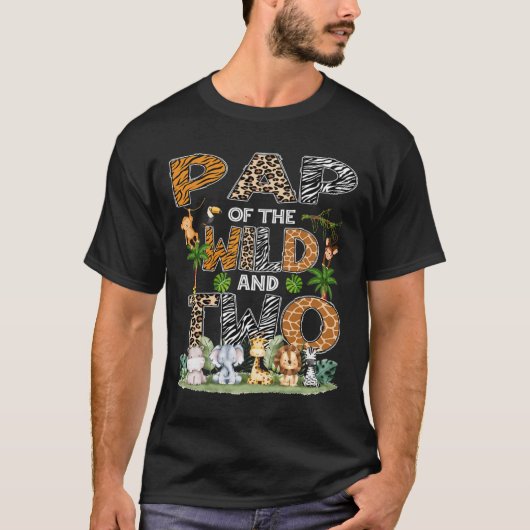 Pap of the Wild and Two Zoo Safari Jungle Geburtst T-Shirt (Vorderseite)