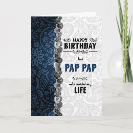 PAP PAP Birthday Blue Paisley Card Karte (Vorderseite)