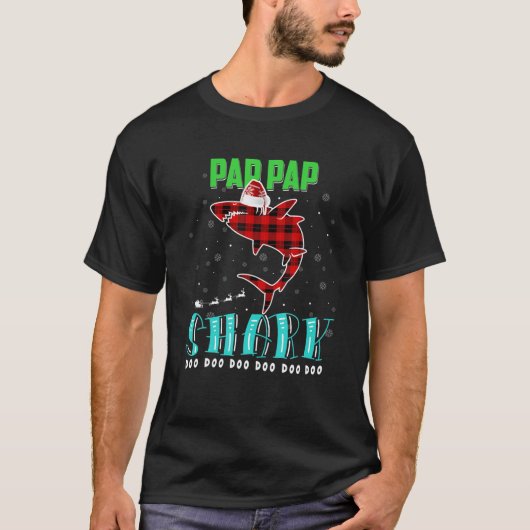 Pap Pap Shark Doo Doo Karierte Weihnachtsmatte T-Shirt (Vorderseite)