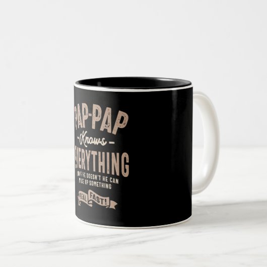 Pap-Pap weiß alles - Vater Opa Zweifarbige Tasse (VorderseiteRechts)