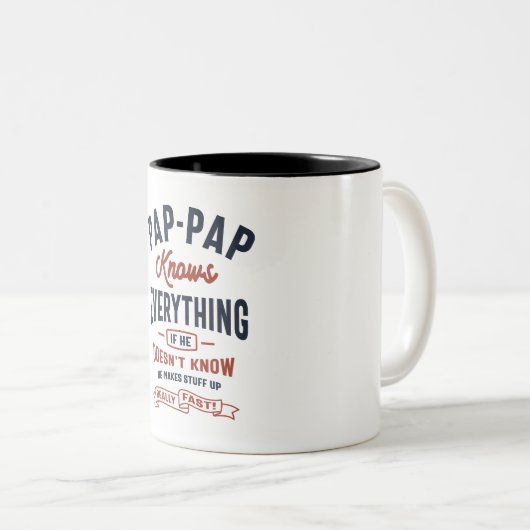 Pap-Pap weiß, was Design bedeutet Zweifarbige Tasse (VorderseiteRechts)