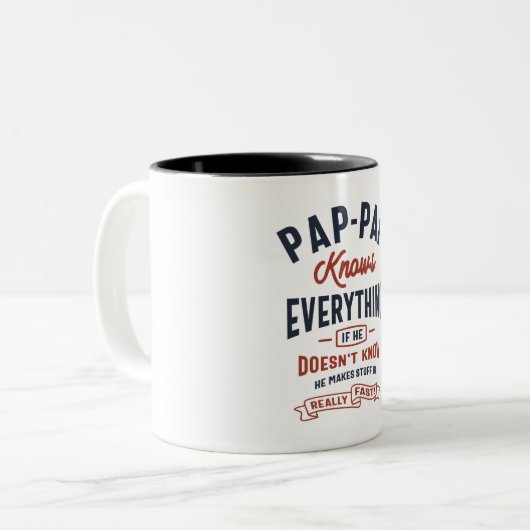 Pap-Pap weiß, was Design bedeutet Zweifarbige Tasse (Vorderseite Links)