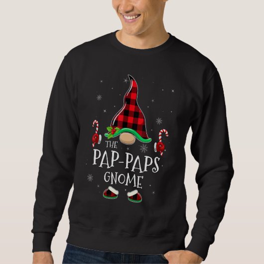 Pap Paps Gnome Buffalo Plaid Matching Family Chris Sweatshirt (Vorderseite)