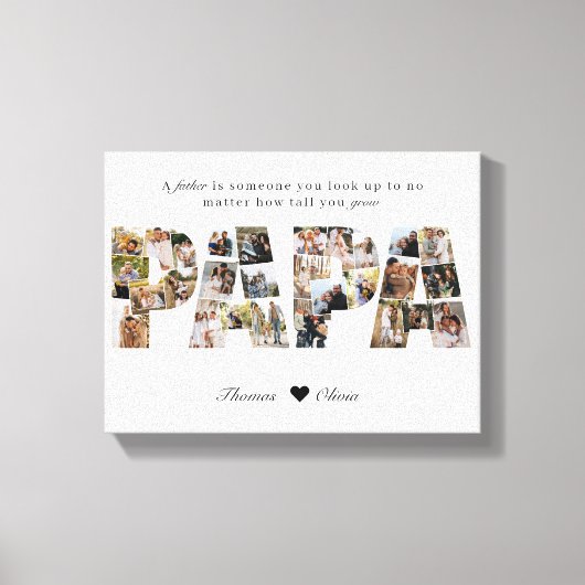 Papa 28 Foto Collage Keepake zum Vater oder Opa Leinwanddruck (Vorderseite)