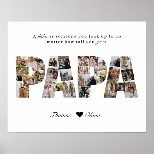 Papa 28 Foto Collage Keepake zum Vater oder Opa Poster (Vorne)