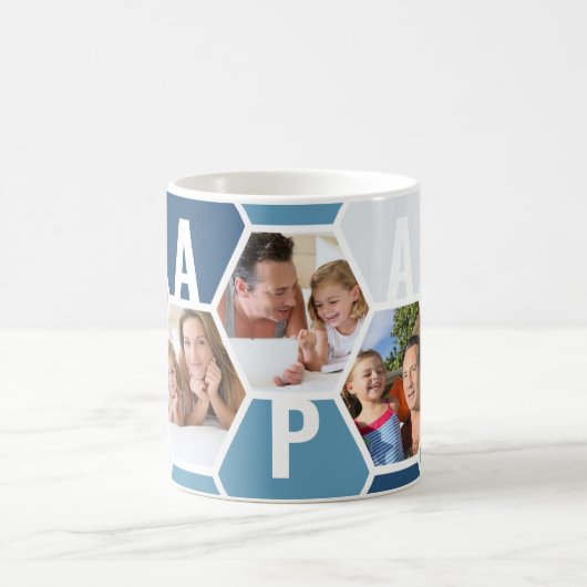 Papa 5 Foto Editable 4 Letter Bee and Honeycomb Kaffeetasse (Mittel)