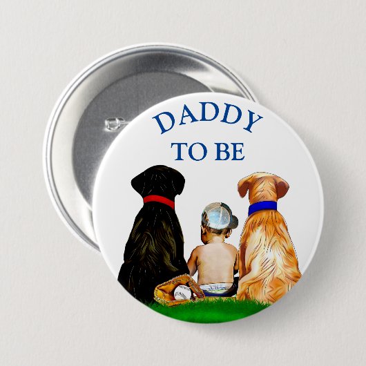 Papa als Baseball-Baby-Dusche Button (Vorne & Hinten)