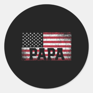 Papa American Flag Vatertag 4. Juli Geschenk G Runder Aufkleber