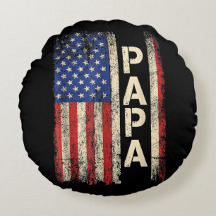 Papa American Flag Vatertag für Männer Rundes Kissen