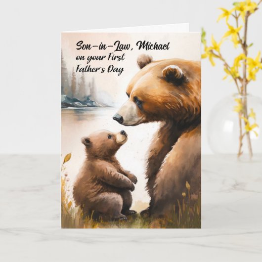 Papa Baby Bear Custom Relations Karte (Gelbe Blume)