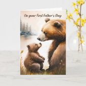 Papa Baby Bear Tender Moment des ersten Vaters Karte (Gelbe Blume)