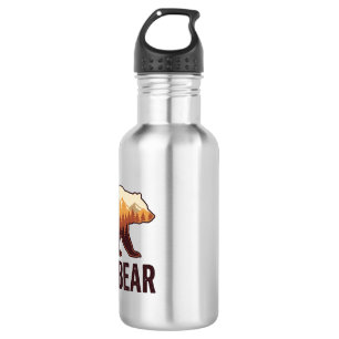 Papa Bär Bär Silhouette Vintage Wald T-Shirt_1 Edelstahlflasche