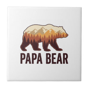 Papa Bär Bär Silhouette Vintage Wald T-Shirt_1 Fliese